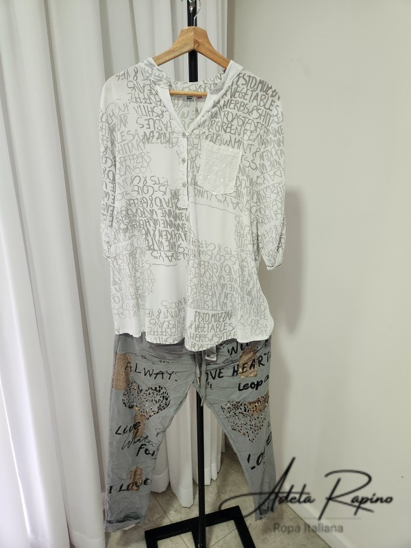 Babucha con detalles al frente + Camisola estampada