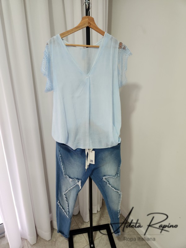 Babucha con detalles + Musculosa con Puntilla en los Hombros