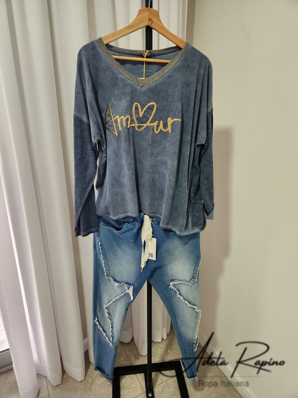 Babucha con detalles + Sueter mangas largas Amor