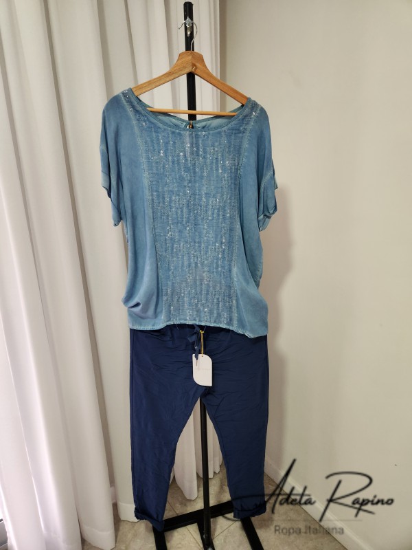 Babucha basica + Remera con detalles al frente